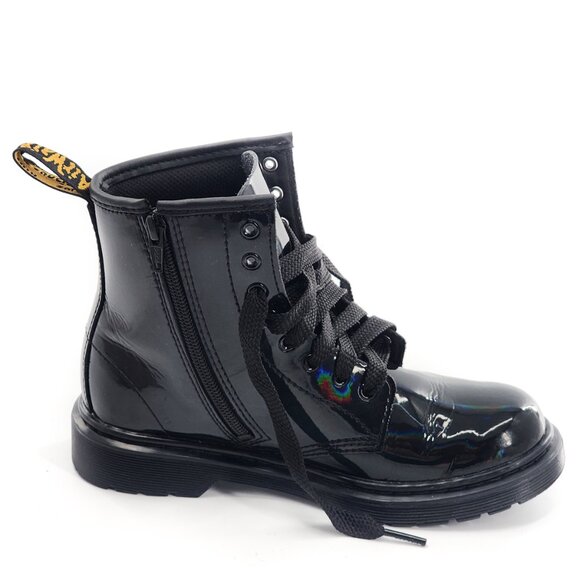 DR. MARTENS Unisex Kids 1460 Rainbow Patent Leather Lace Up Boots Black - Picture 6 of 8